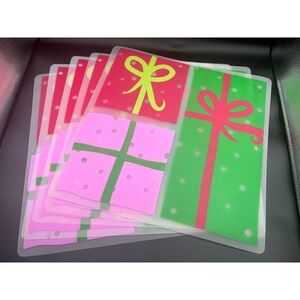 Set Of 6 Vtg Square Christmas Vinyl Plastic Placemats 2 Styles 15"-December Home